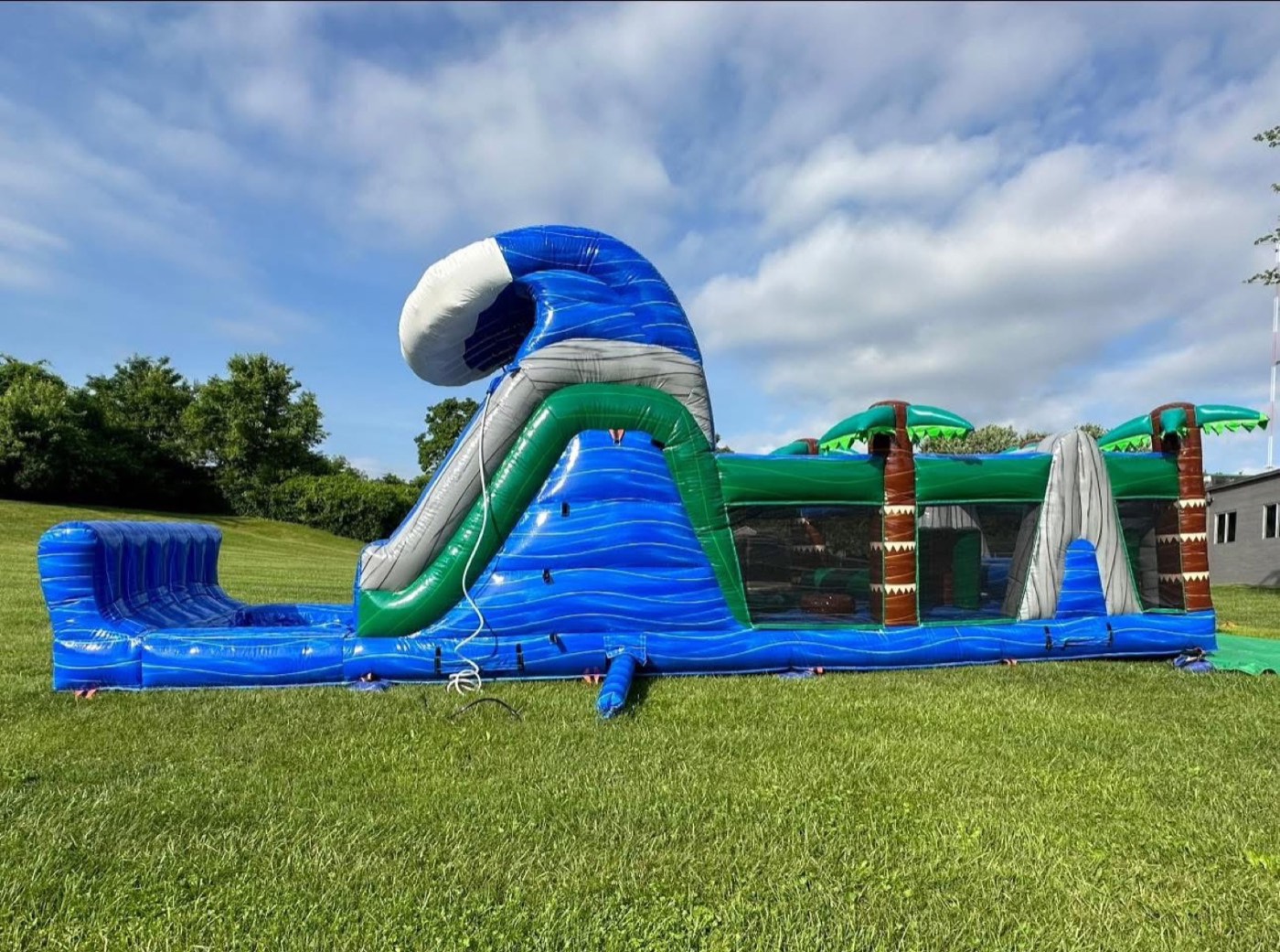 Tropical wave and palm tree themed obstacle course